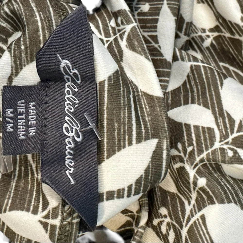 Eddie Bauer Sun Dress Olive Green White Leaf Print UPF 50 M Women NWT - Picture 7 of 10